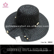 Lady Fashion Hat GW052 noir en papier chapeaux de soleil en bordure de plage 2014